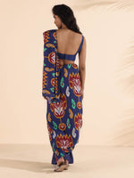 Thumbnail for trueBrowns Purple Muslin Ikat Saree