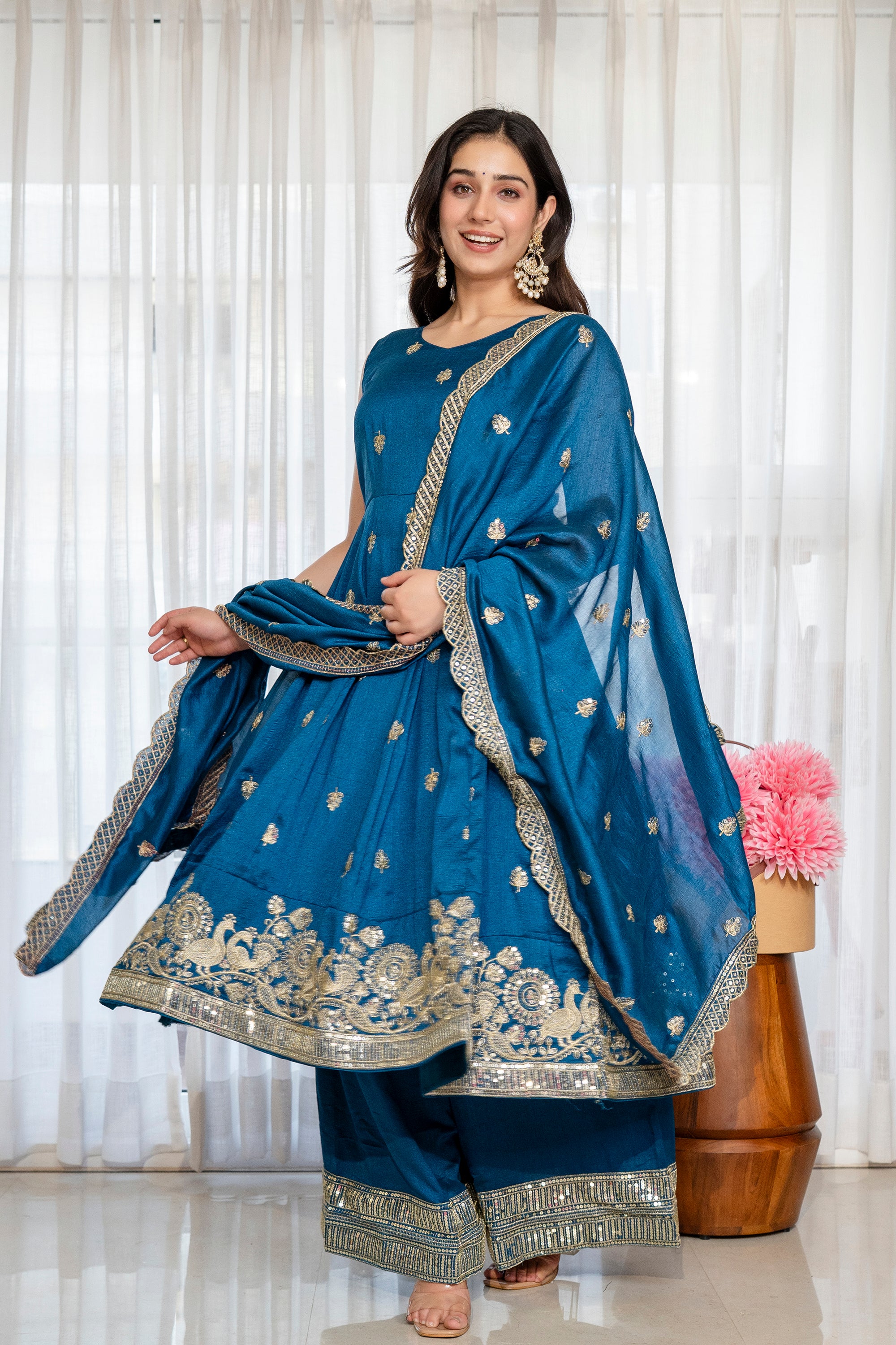 Yash Enterprise Rama Simmar Silk Party Wear Embroidery Suit Set - Dista