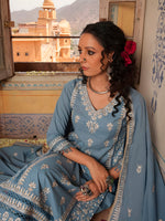 Thumbnail for Embroidered & Lace Detailed Kurta With Pant & Embroidered Dupatta Luxury, Multicolor - Hiral Fashion - Distacart