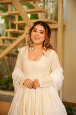 Thumbnail for Yash Enterprise Cream Georgette Party Wear Embroidery Suit Set - Distacart