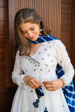 Thumbnail for Yash Enterprise White Roman Silk Embroidery Party Wear Suit Set