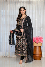 Thumbnail for Yash Enterprise Black Georgette Party Wear Anarkali Suit Set - Dista
