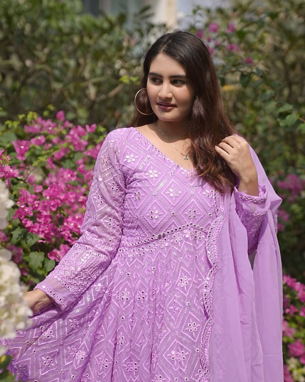 Yash Enterprise Purple Heavy Chinon Embroidery Party Wear Suit