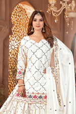 Thumbnail for Yash Enterprise White Chinon Silk Embroidery Party Wear Suit Set