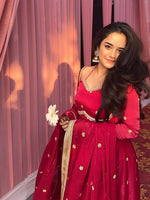 Thumbnail for Yash Enterprise Red Fendy Silk Party Wear Embroidery Suit Set - Distacart
