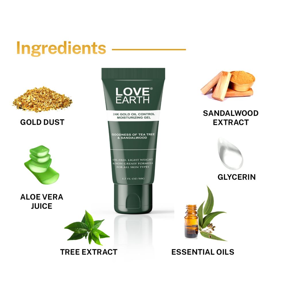 Love Earth 24K Gold Oil Control Moisturizing Gel - Distacart