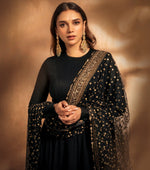 Thumbnail for Yash Enterprise Black Rayon Cotton Embroidery Zari Sequins-Work Suit Set