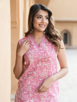Thumbnail for Kalini Floral Printed V-Neck Thread Work Pure Cotton Kurta with Trousers & Dupatta - Distacart