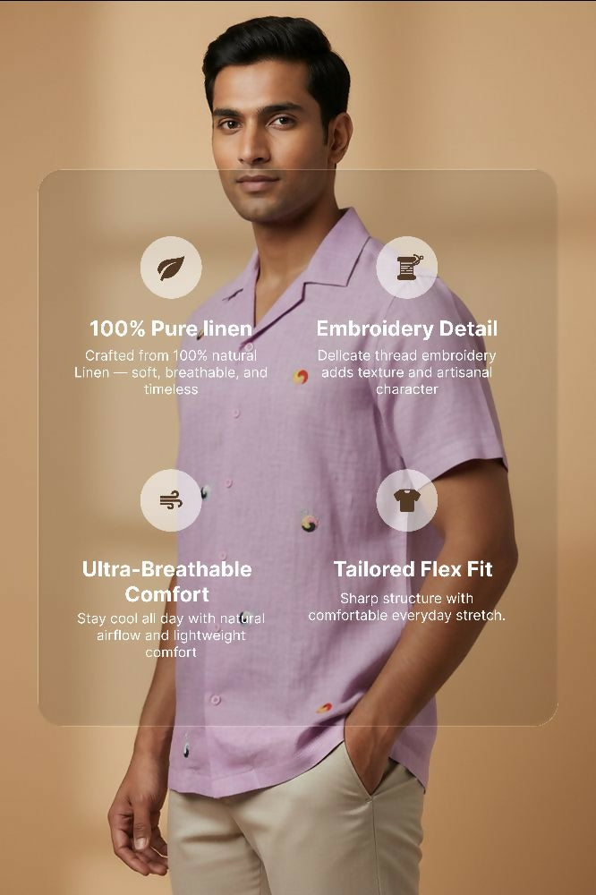 Airloom — Lavender Embroidered Linen Shirt by Hilo Design - Dista
