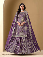 Thumbnail for Anaita Lavender Art Silk Embroidered Stitched Sharara Suit - Distacart