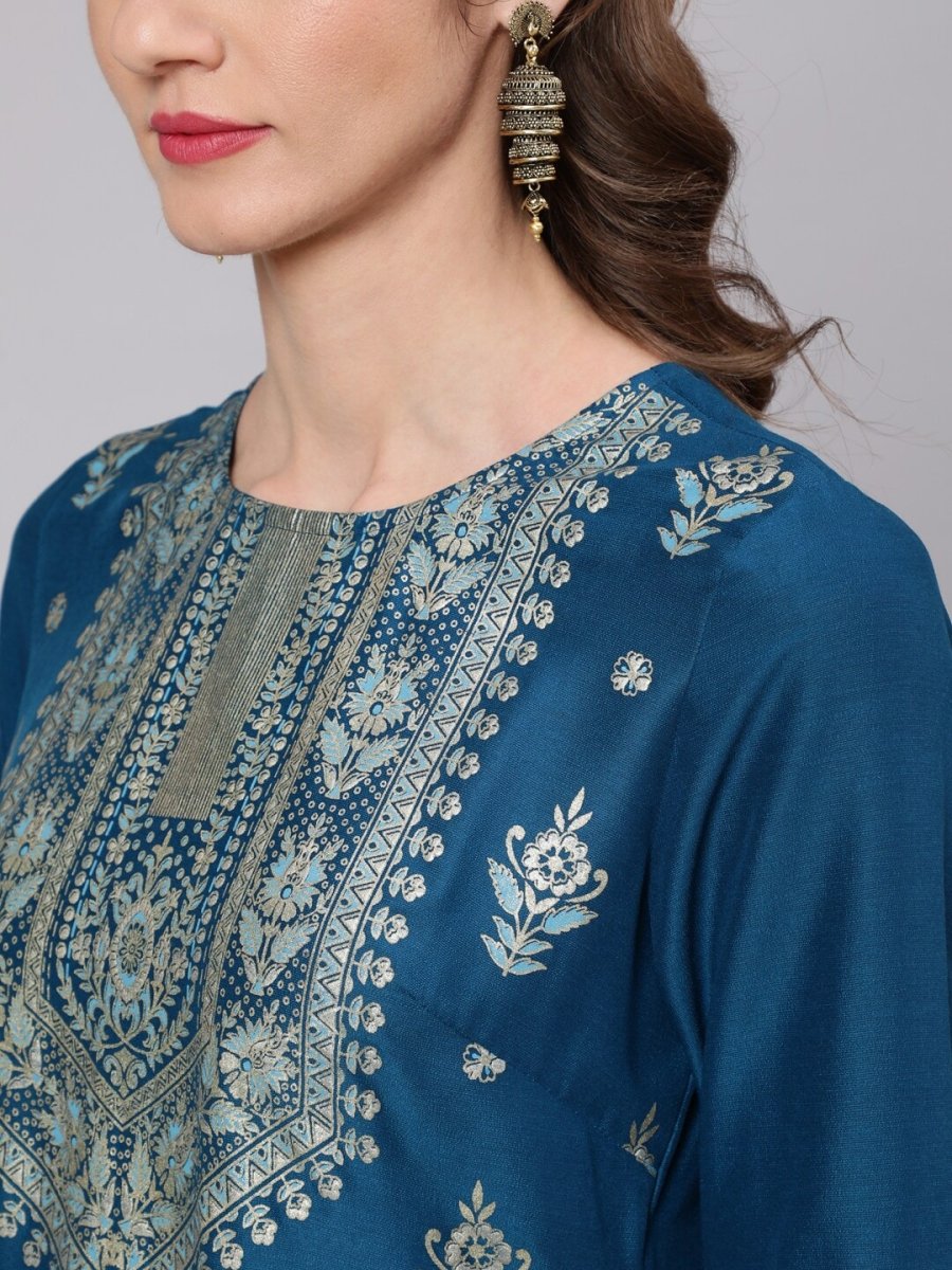 Aks Ethnic Motifs Printed Round Neck Straight Kurta - Distacart