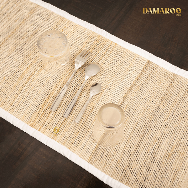 Damaroo 72X12 inch | Handcrafted Banana Fiber Beige Table Runner for Eco-Friendly Dining - Beige - Distacart