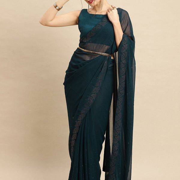 Anouk Embellished Beads and Stones Pure Georgette Saree - Distacart