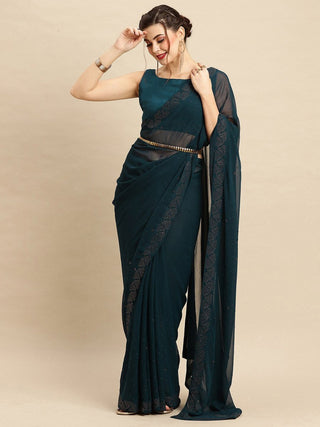 Anouk Embellished Beads and Stones Pure Georgette Saree - Distacart