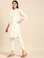 Thumbnail for Anouk Women Paisley Placement Printed Band Collar Straight Pure Cotton Kurta & Trousers - Distacart