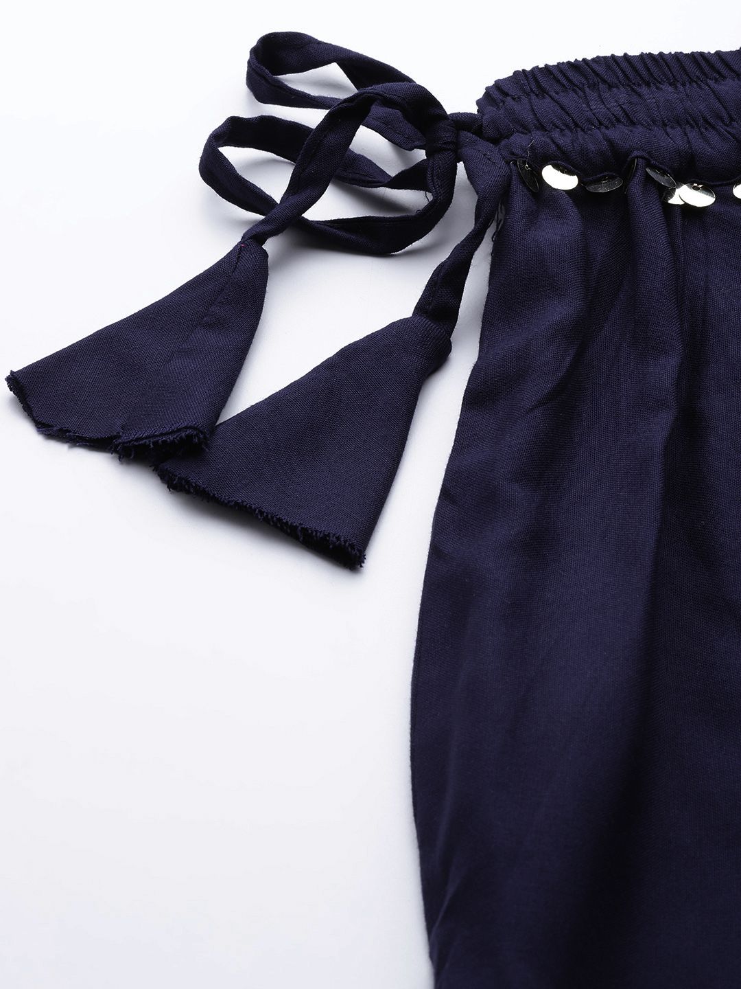 TAG 7 Women Navy Blue Solid Flared Palazzos