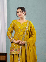 Thumbnail for Yash Enterprise Yellow Georgette Embroidery Party Wear Suit Set
