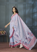 Thumbnail for Anaita Lavender Designer Weaving Handloom Linen Saree With Blouse - Distacart
