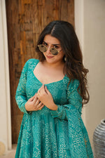 Thumbnail for Yash Enterprise Green Maslin Fabric Digital Print Work Party Wear Suit Set