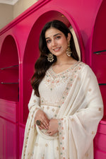 Thumbnail for Yash Enterprise Off White Georgette Party Wear Anarkali Suit Set - Dista