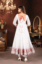 Thumbnail for Yash Enterprise White Faux Blooming Embroidery Party Wear Suit Set