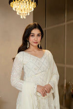 Thumbnail for Yash Enterprise Off White Georgette Party Wear Embroidery Suit Set - Dista