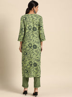 Thumbnail for All About You Women Green Ethnic Motifs Printed Kurta with Trousers - Distacart