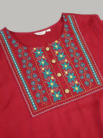 Thumbnail for Sztori Plus Size Floral Yoke Design Straight Kurta