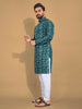 Anaita Teal Printed Cotton Straight Kurta - Distacart