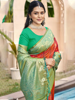 Thumbnail for Astita Mustard Pochampally Silk Saree - Distacart