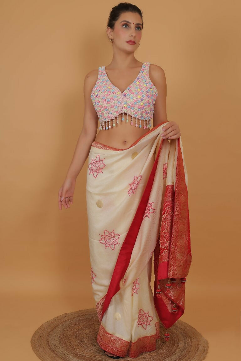 Joban Fashion Silk Beads Handwork Padded Blouse - Multicolour