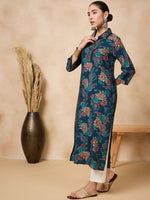 Thumbnail for Anouk Floral Printed Mirror Work Straight Kurta