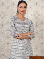 Thumbnail for Ode by House of Pataudi Floral Printed Straight Pure Cotton Kurta - Distacart