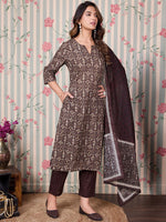 Thumbnail for Ode by House of Pataudi Floral Printed Regular Pure Cotton Kurta with Trousers & Dupatta - Distacart