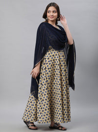 Thumbnail for AURELIA Ethnic Motifs Printed A-line Maxi Ethnic Dress With Attached Dupatta