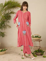 Thumbnail for Indo Era Women Solid V-Neck Regular Kurta with Trousers