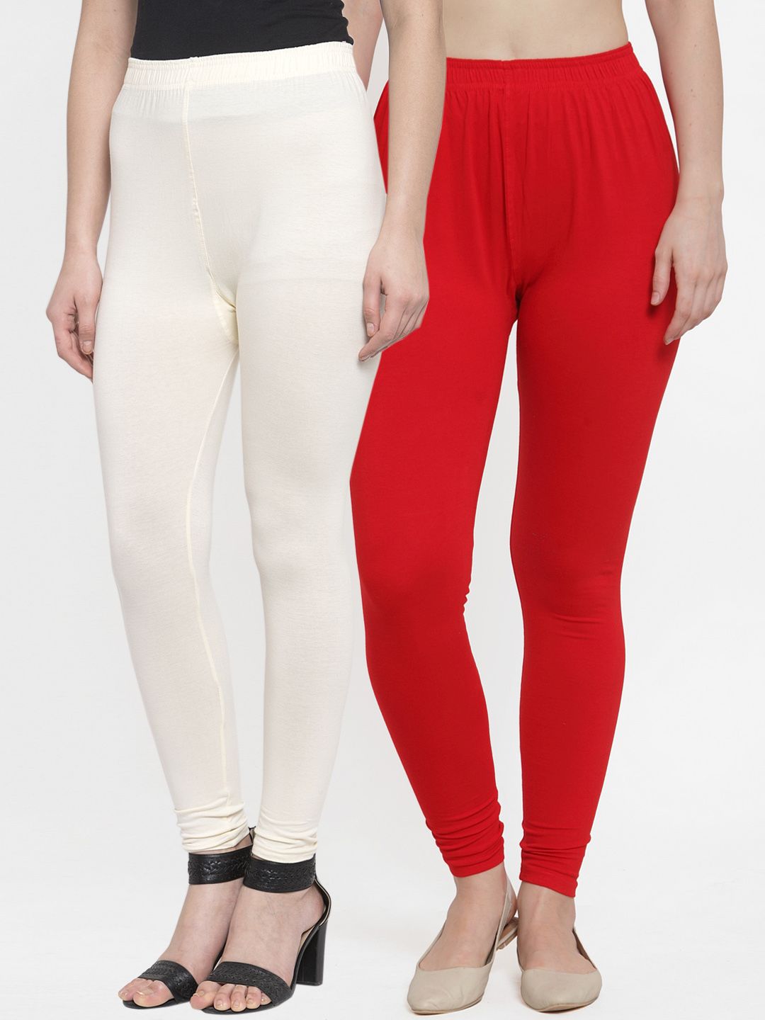 TAG 7 Women Pack Of 2 Solid Churidar-Length Leggings - Distacart