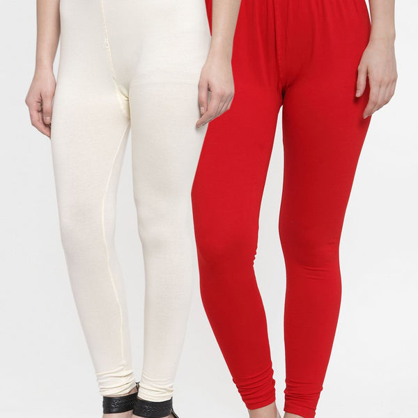 TAG 7 Women Pack Of 2 Solid Churidar-Length Leggings - Distacart