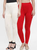 TAG 7 Women Pack Of 2 Solid Churidar-Length Leggings - Distacart