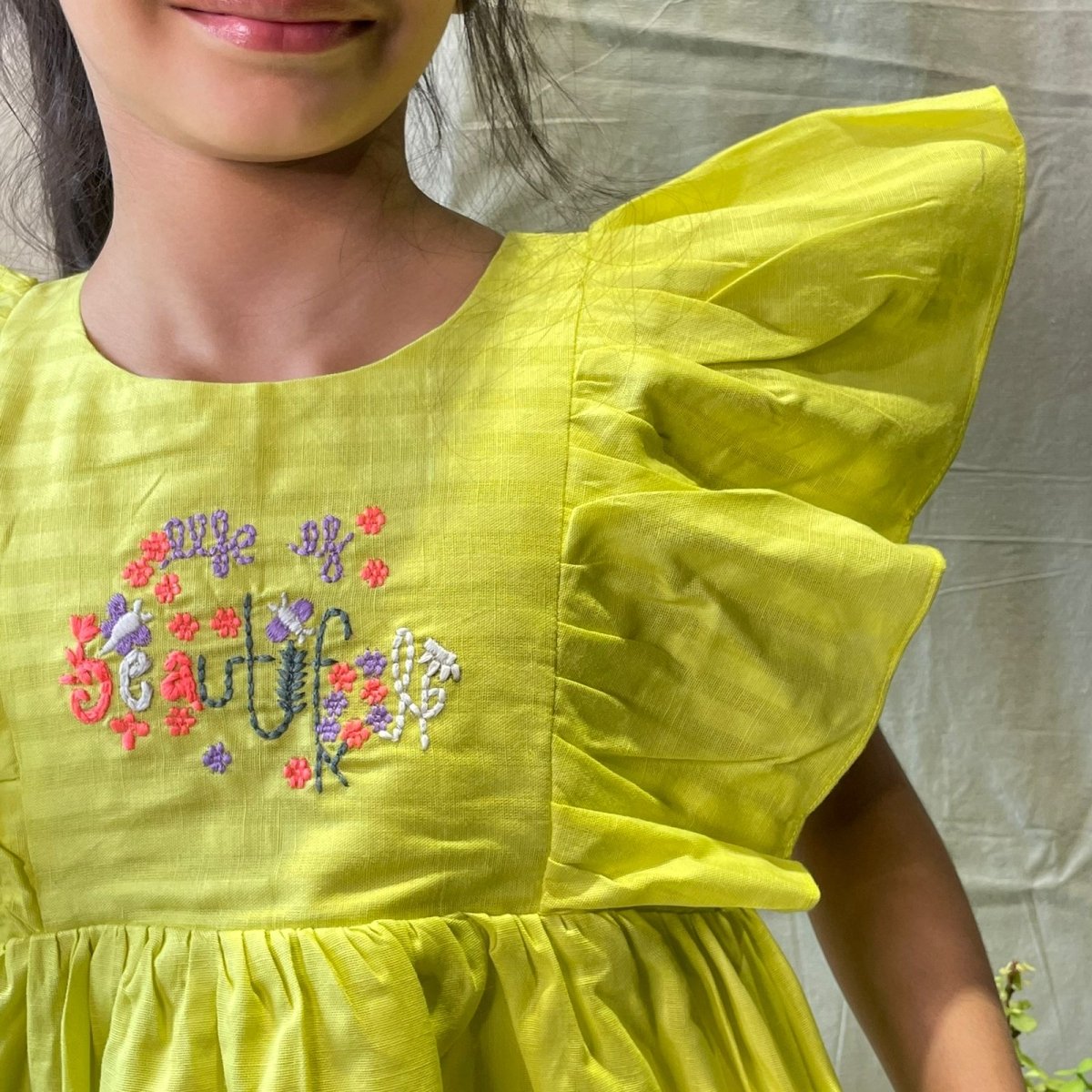 ArthLife Neon Beautiful Embroidered Dress - Distacart