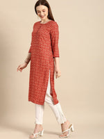 Thumbnail for All About You Women Brown Geometric Printed Regular Kurta - Distacart