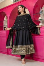 Thumbnail for Yash Enterprise Black Rayon Party Wear Embroidery Suit Set - Dista