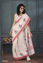 Thumbnail for Anaita Off White Designer Weaving Handloom Linen Saree With Blouse - Distacart