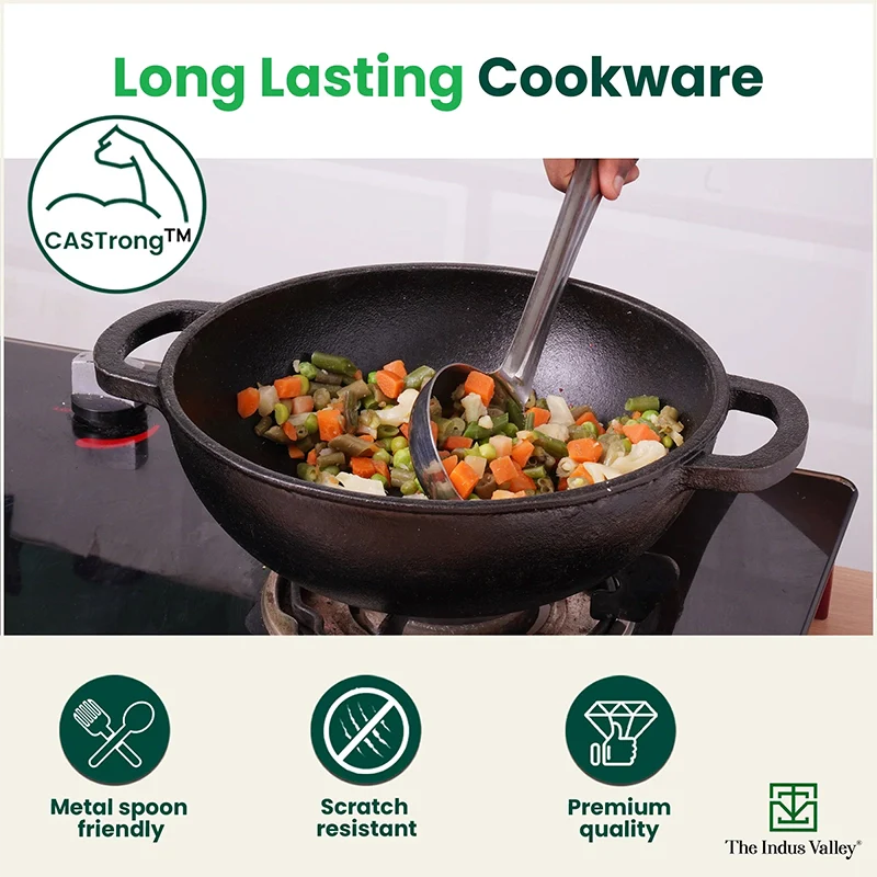 The Indus Valley CASTrong Cast Iron Cookware Set: Tawa + Kadai, Kitchen Set for Home, Pre-seasoned, 100% Pure, Toxin-free, Induction
