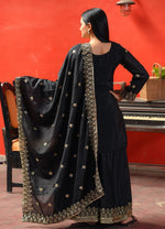 Thumbnail for Yash Enterprise Black Chinon Silk Party Wear Embroidery Party Wear Suit Set