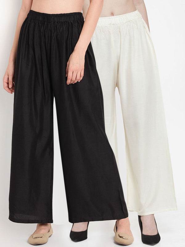 TAG 7 Women Pack Of 7 Solid Flared Palazzos