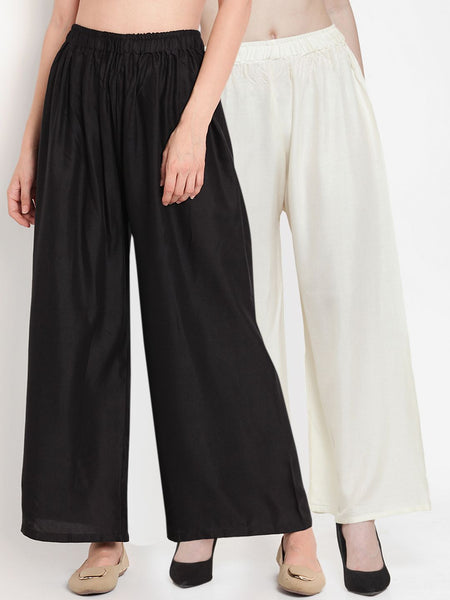 TAG 7 Women Pack Of 7 Solid Flared Palazzos