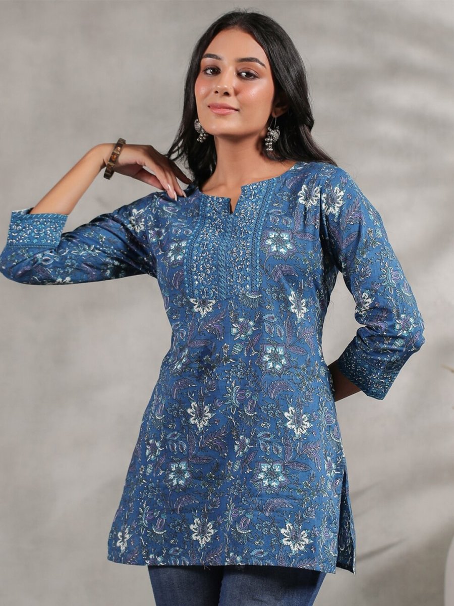 Anubhutee Floral Printed Pure Cotton A-Line Kurti - Distacart