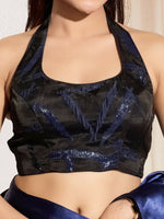 Thumbnail for Joban Fashion Navy Blue Cotton Padded Blouse With Square Neck Sleeveless