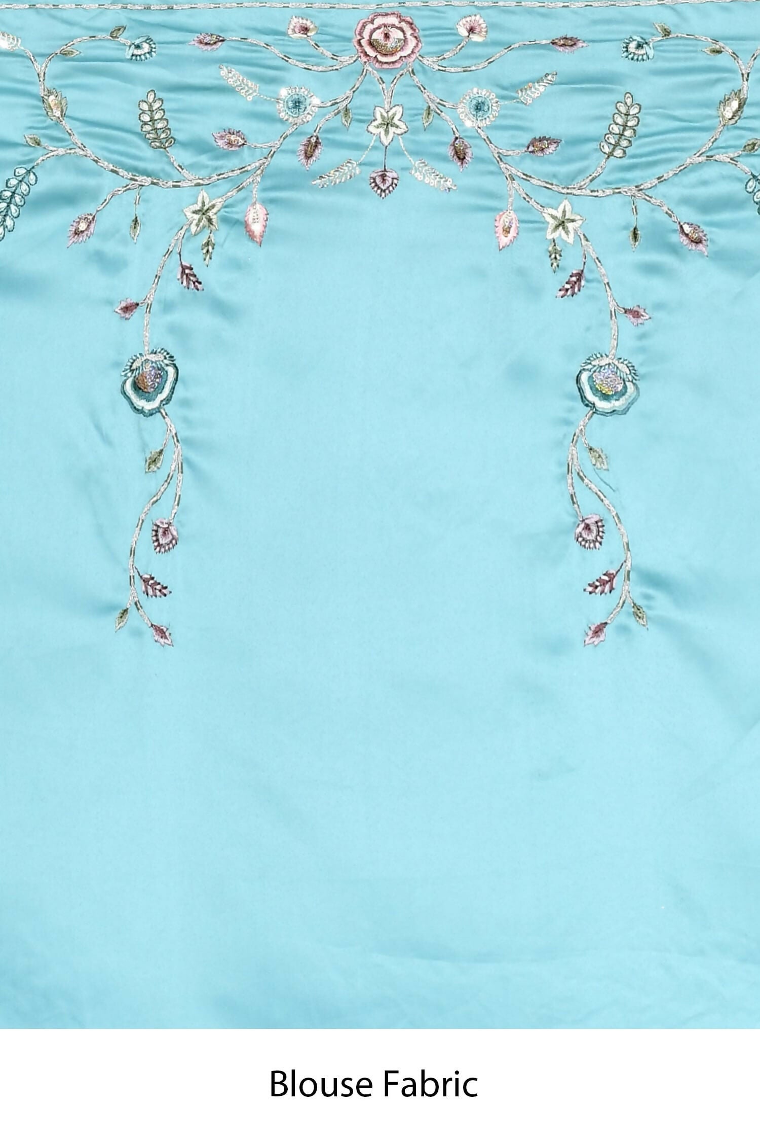 Blue Satin Silk Sequence Embroidered With Stone Work Festive Saree - Nimaya Denzy - Distacart